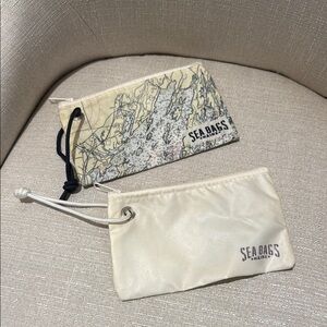 Sea Bags Maine Map and Cream Pouches